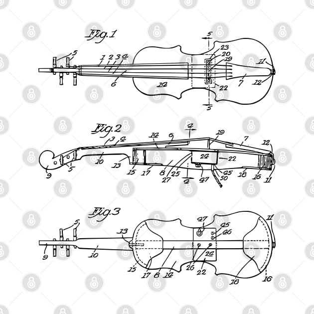 Violin Art Patent Design 1933 by MadebyDesign