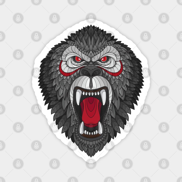 Zentangle Gorilla Head Magnet by Mako Design 