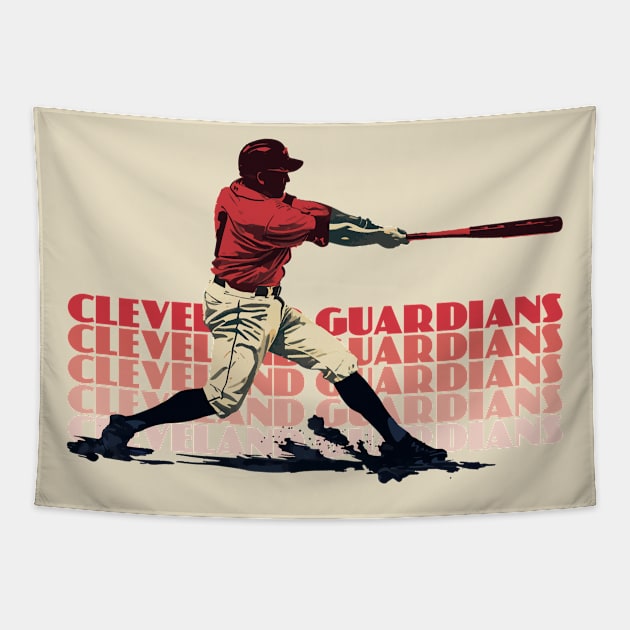 Retro Cleveland Guardians Slugger Tapestry by Rad Love