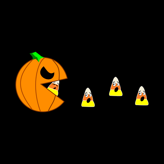 Funny Halloween Pumpkin Eating Candy Corn by Tainted Designs