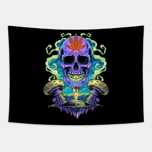 Purple Cannabis Skull Tapestry