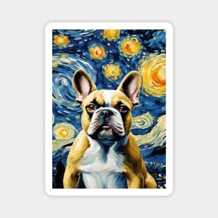 Dog Breed French Bulldog in a Van Gogh Starry Night Art Style Magnet