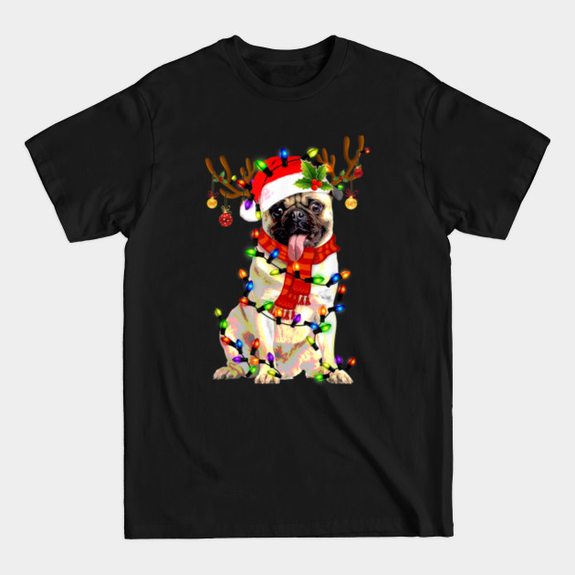 Disover Pug Tangled Up in Christmas Lights - Christmas Pug - T-Shirt