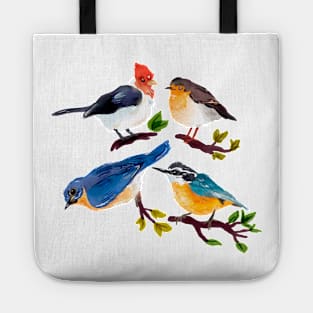 Autumn Birds Hand Drawn Watercolor Tote