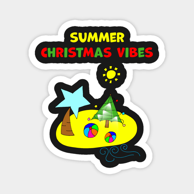 Christmas on the Beach Summer Christmas Vibes Funny Magnet by Artstastic