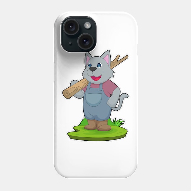 Cat Farmer Tree trunk Phone Case by Markus Schnabel