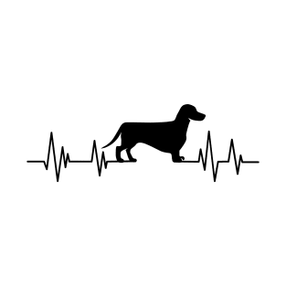 Dachshund Heartbeat wiener dog Heartbeat Silhouette badger dog T-Shirt