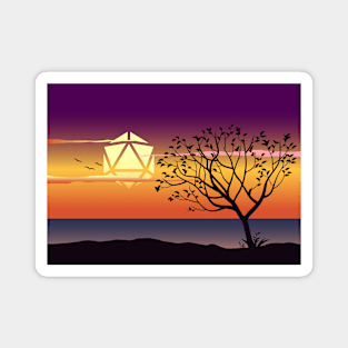 Sunset by the Lake D20 Dice Sun Tabletop RPG Maps and Landscapes Magnet