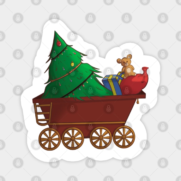 Christmas Tree Wagon Magnet by Pafart