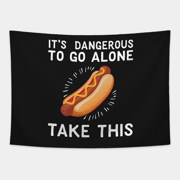 It's Dangerous To Go Alone Take This Hot Dog Tapestry by Eugenex