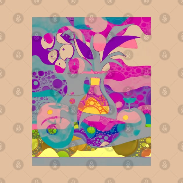 Abstract fruits and vase colorful pattern 1 by Ch'I 