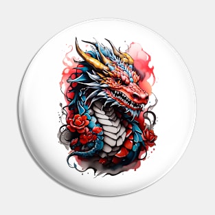 Red Blue Dragon Pin