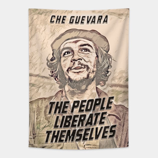 CHE Guevara Abstract Portrait with quote Tapestry by Naumovski