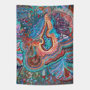 Detailed Colorful Doodle Tapestry