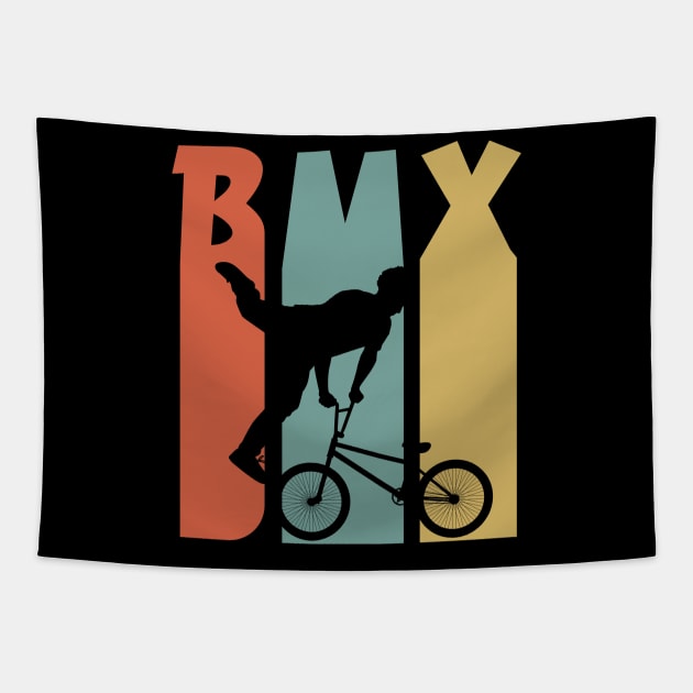 BMX / Retro Vintage BMX Bike Rider / vintage Retro 1970's Style BMX Silhouette Extreme Sports Youth / Kids Bmx Tapestry by Anodyle