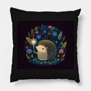 Hedgehog Fairy Tale Scene Pillow