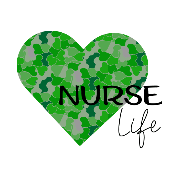 Nurse Life green camo hart design by Anines Atelier