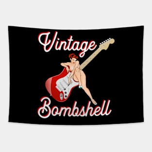 Classic Mid Century Pin-Up Girl and Electric Guitar - Vintage Bombshell Tapestry