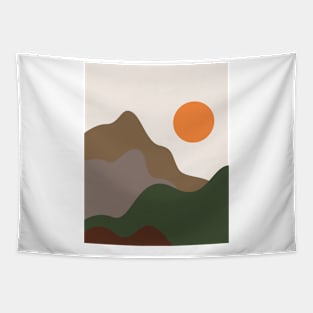 Mid century bohemian style mountain painting Tapestry