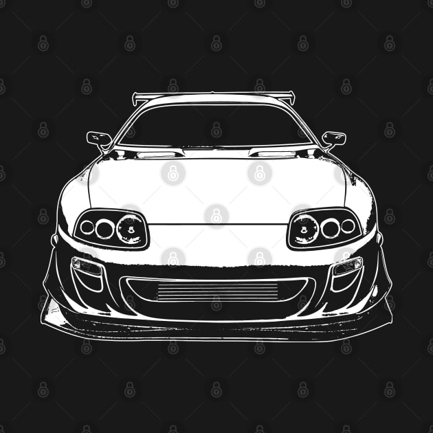 White GR Supra MK4 Sketch Art by DemangDesign