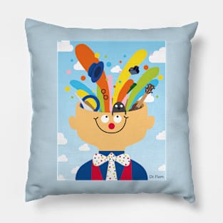 ilustracion retrato clown flam Pillow