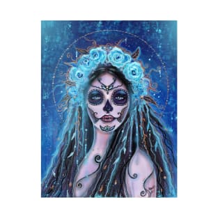 Day of the dead Blue Rosie By Renee Lavoie T-Shirt