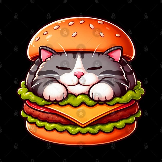 Tabby Cat is Sleeping inside a Hamburger by Plushism