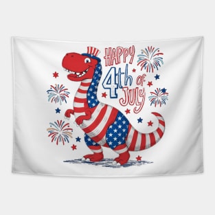 Happy Birthday America t-rex Tapestry