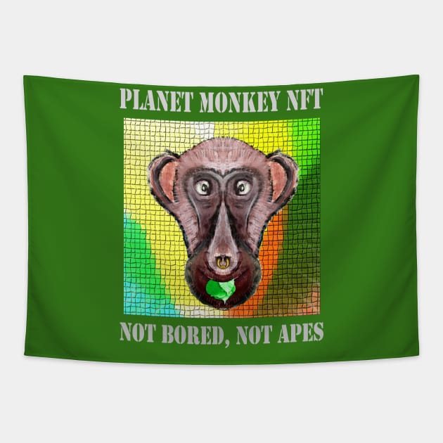 Planet Monkey Cute Animals Not Bored Apes Tapestry by PlanetMonkey