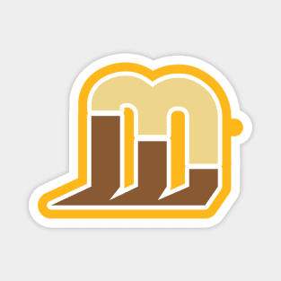 3D Letter M vector logo sticker design. Initial letter M logotype company name sticker design. Magnet