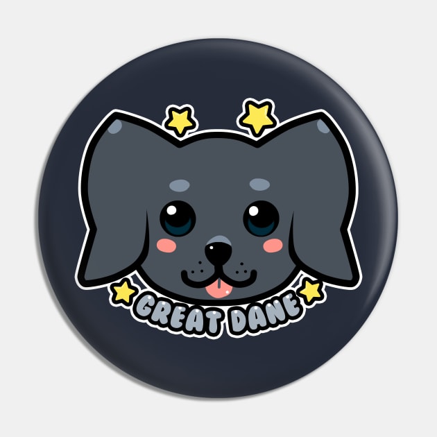 KAWAII Great Dane Dog Face Pin by TechraNova