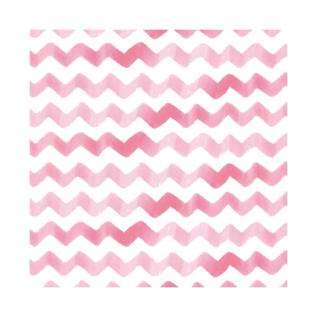 Watercolor Pink Chevron Stripes by Makanahele