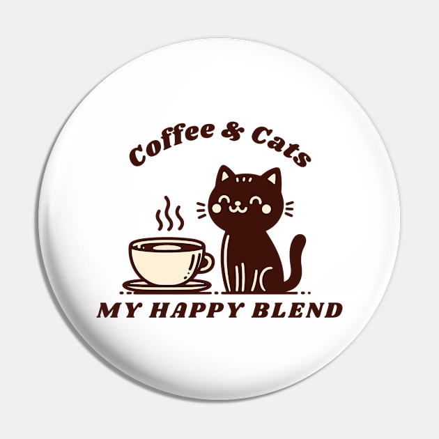 Coffee & Cats My Happy Blend - Color Edition Pin by KittenMe Designs