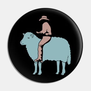 Cowboy Riding a Sheep Pin