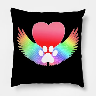 Rainbow Bridge Guardian Angel Pawprint Pillow