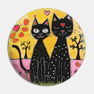 Feline Love 2024 Valentines Day Drawing Pin