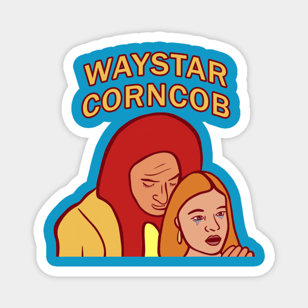 Waystar Corncob Tom and Shiv Hotdog Logo Magnet by AlisonDennis