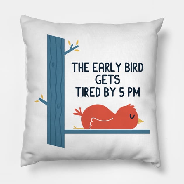 Early Bird Pillow by HandsOffMyDinosaur