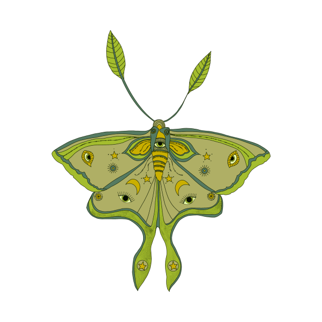 Lucky Green Luna Moth by Jeraluna