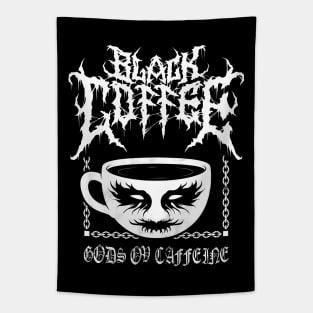 Black Metal Coffee - Funny Cartoon Corpse Paint - Vintage Distressed Tapestry