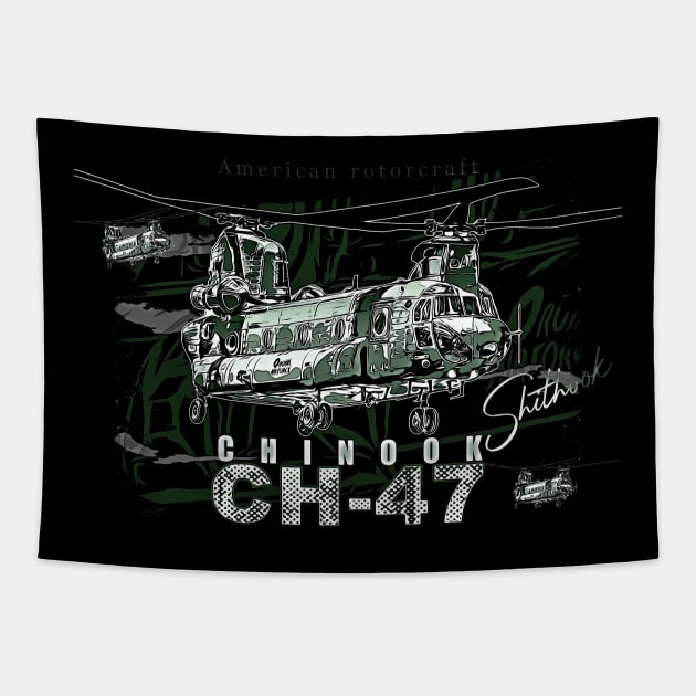 CH-47 Chinook helicopter Tapestry by aeroloversclothing