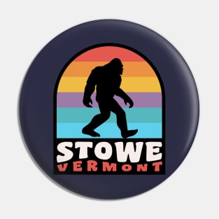 Stowe Vermont Bigfoot Sasquatch Retro Sunset Pin