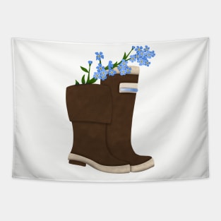 Paper Forget Me Not Rain Boots Tapestry