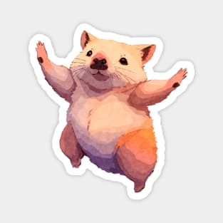 DANCING WOMBAT - blue background Magnet