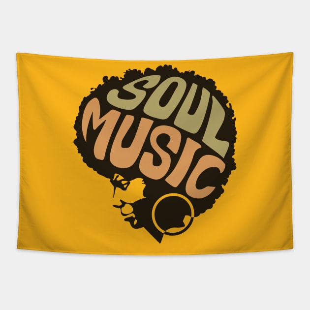 Soul Music Black History Month Afro Hair Gift Tapestry by BadDesignCo