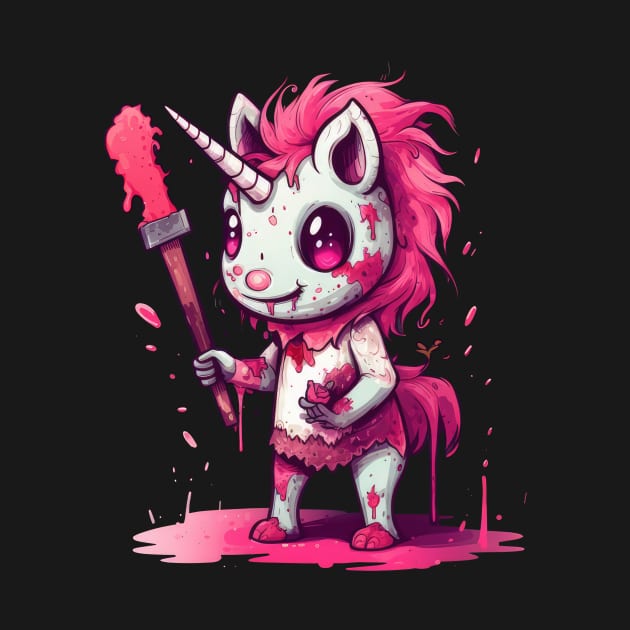 Undead Whimsy: Pink Zombie Unicorn by MerlinArt