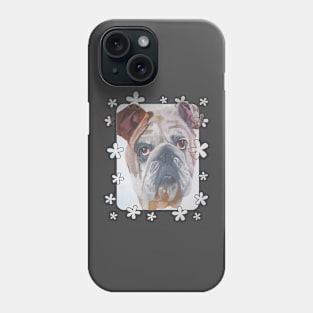 American Bulldog Portrait Vector With Cute Border Phone Case