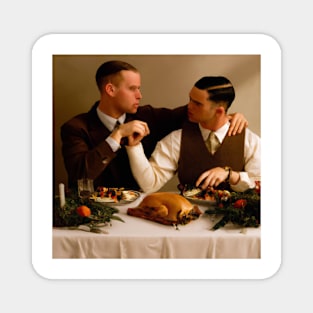 Gay Couple Sharing Thanksgiving Dinner Magnet