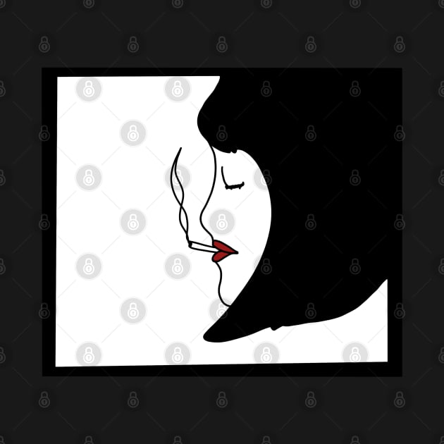 Minimalist Smoking Lady Line Art (black) by jocela.png