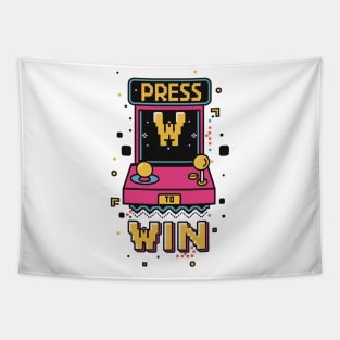 "Press to win" a Funny arcade design for gaming Tapestry